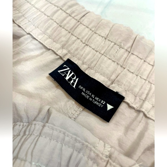 Zara Modal Blend Satin Style Pants W/Pocket Drawstring Woman’s Size XL Beige  - Picture 2 of 16